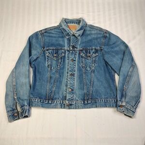 Vintage Levis Mens Denim Trucker Jacket Size 44 Blue Cotton Distressed Type III